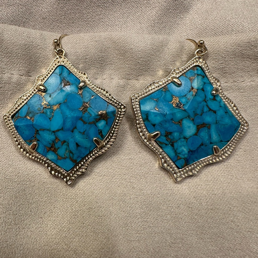 Kendra Scott Kirsten Earrings In Bronze Veined Turquoise
